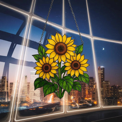 Beautiful Sunflower - Personalized Window Hanging Suncatcher Acrylic