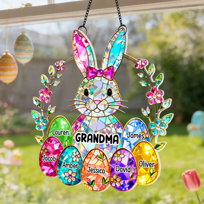 Bunny Grandma Easter Gift - Personalized Acrylic Suncatcher Ornament - Easter Gift, Mother's Day Gift for Grandma, Mom, Wife