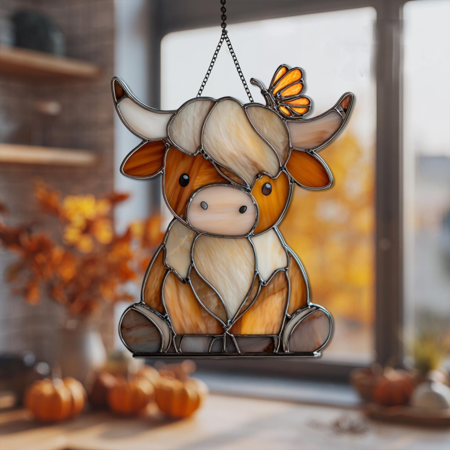 Cute Highland Cow Acrylic Suncatcher, Hangging Decor