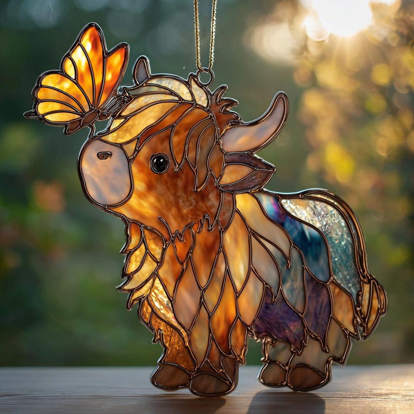 Cute Highland Cow Acrylic Suncatcher, Hangging Decor