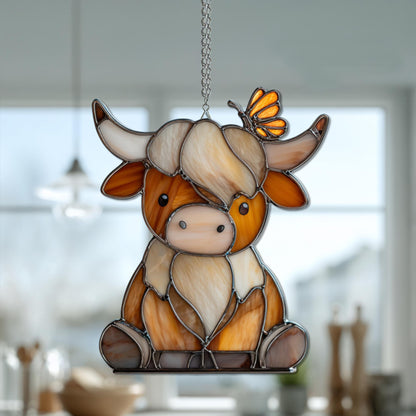 Cute Highland Cow Acrylic Suncatcher, Hangging Decor