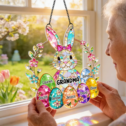 Bunny Grandma Easter Gift - Personalized Acrylic Suncatcher Ornament - Easter Gift, Mother's Day Gift for Grandma, Mom, Wife