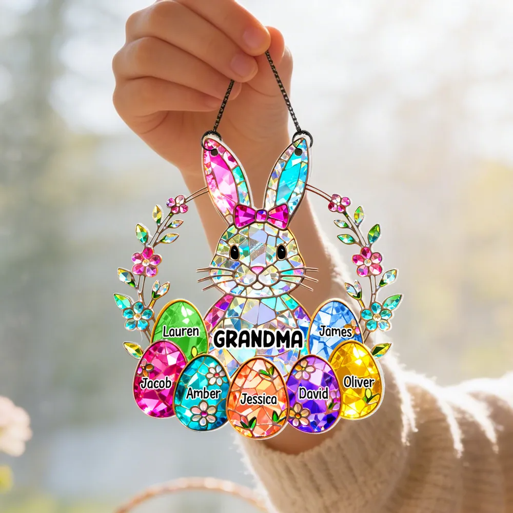 Bunny Grandma Easter Gift - Personalized Acrylic Suncatcher Ornament - Easter Gift, Mother's Day Gift for Grandma, Mom, Wife