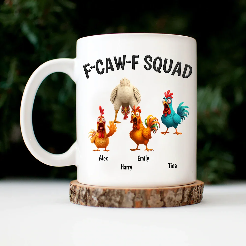 3D Effect Funny Chickens F-CAW-F Squad - Personalized Mug