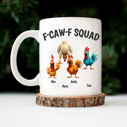 3D Effect Funny Chickens F-CAW-F Squad - Personalized Mug