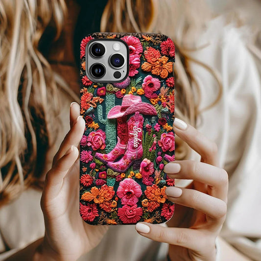 Pink Cowgirl - Personalized Country Girl Full Print Phone Case