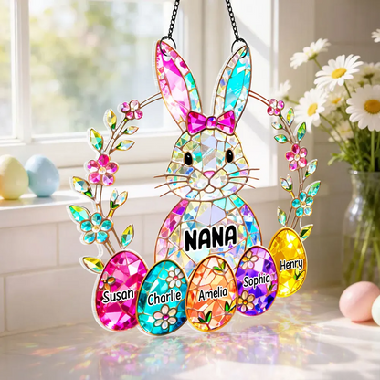 Bunny Grandma Easter Gift - Personalized Acrylic Suncatcher Ornament - Easter Gift, Mother's Day Gift for Grandma, Mom, Wife