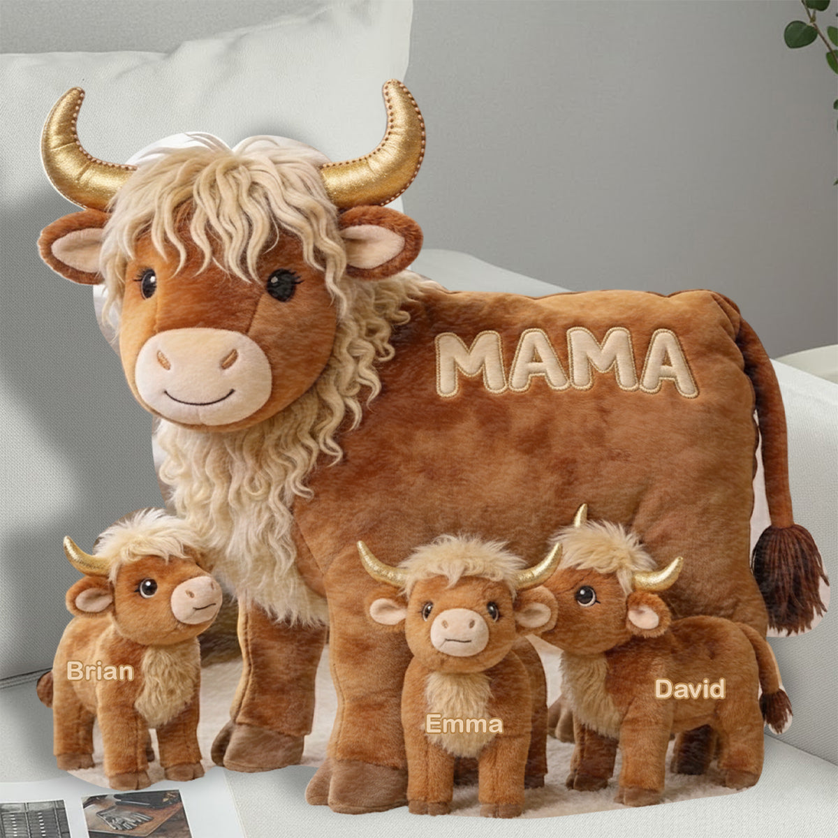Mama Cow Gift For Mom Grandma - Personalized Grandma Shaped Pillow
