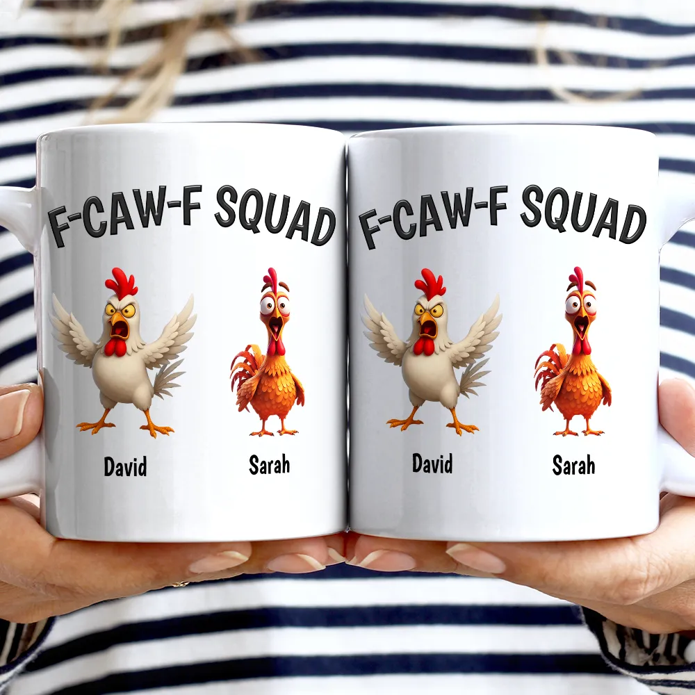 3D Effect Funny Chickens F-CAW-F Squad - Personalized Mug