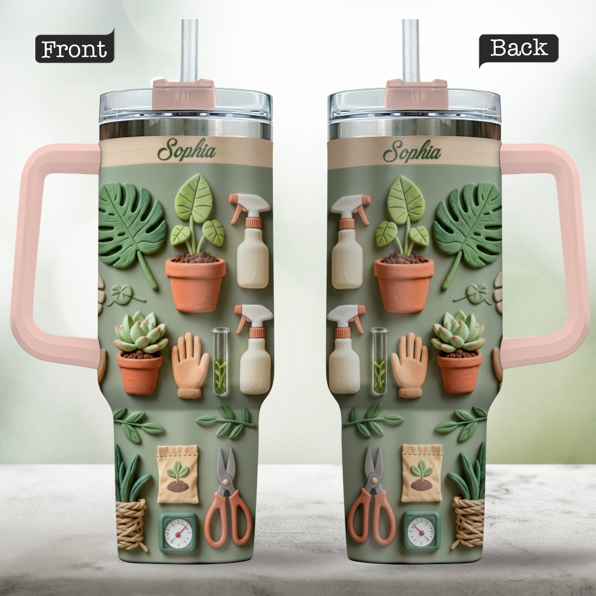Plant Mom - Personalized Tumbler With Handle