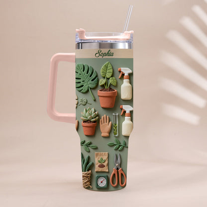 Plant Mom - Personalized Tumbler With Handle