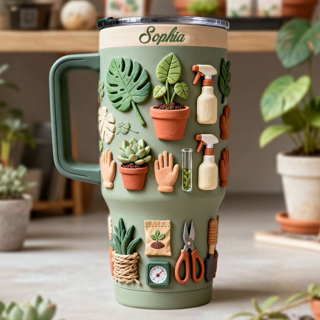 Plant Mom - Personalized Tumbler With Handle