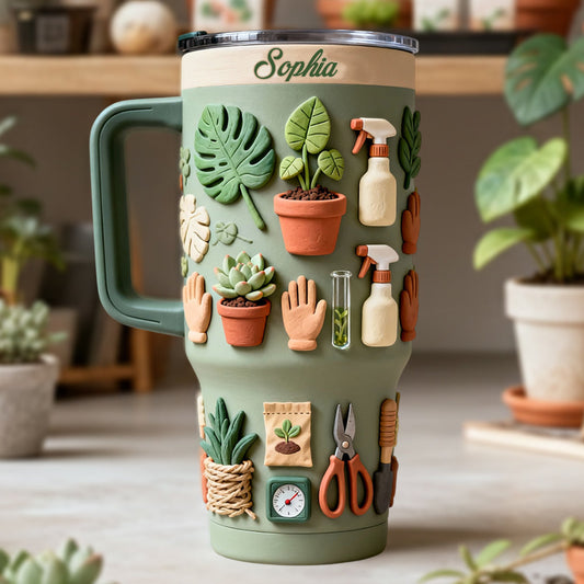 Plant Mom - Personalized Tumbler With Handle