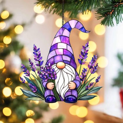 Lavender Gnome Acrylic Window, Hangging Home Decor