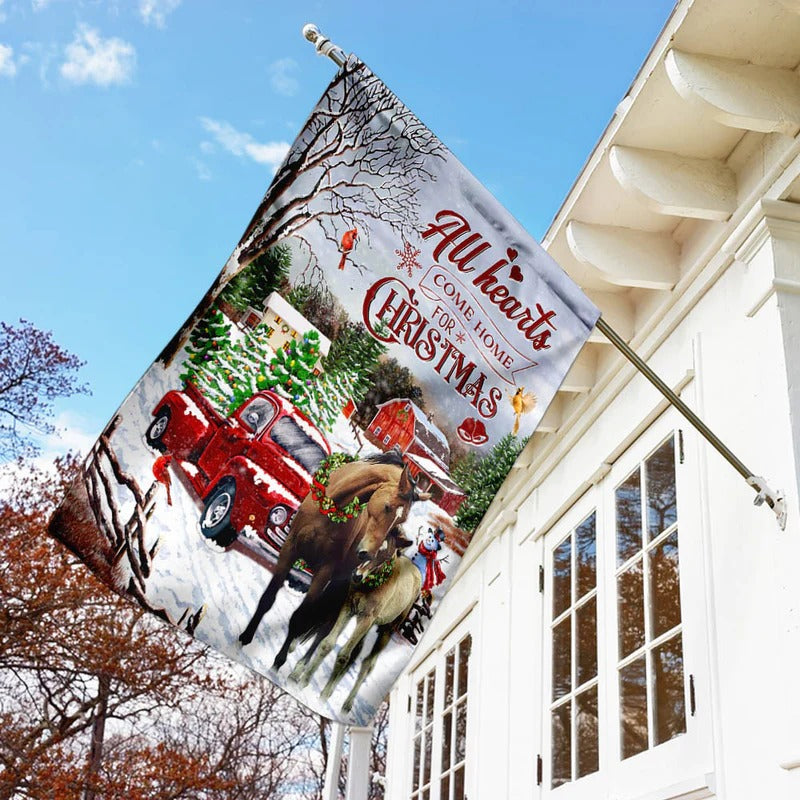 All Hearts Come Home For Christmas - Horse Garden Flag, House Flag