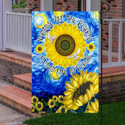 Hippie Sunflower Garden Flag, House Flag