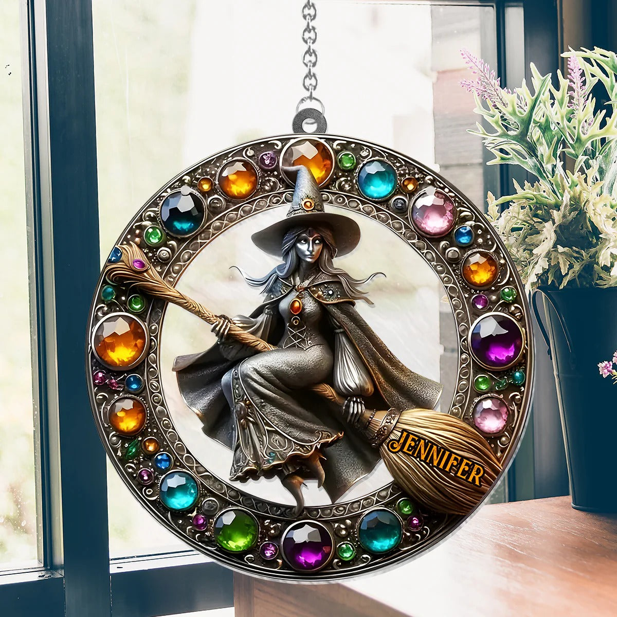 Beautiful Witch - Personalized Witch Window Hanging Suncatcher