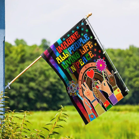 Hippie Peace Rainbow Garden Flag, House Flag