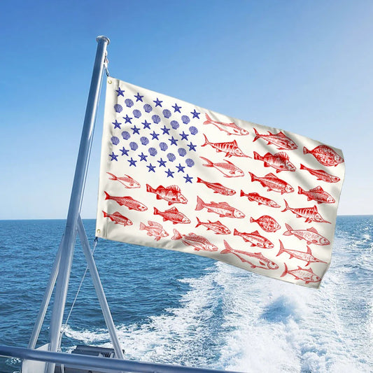 Fish & Sea Shells American Garden Flag, House Flag