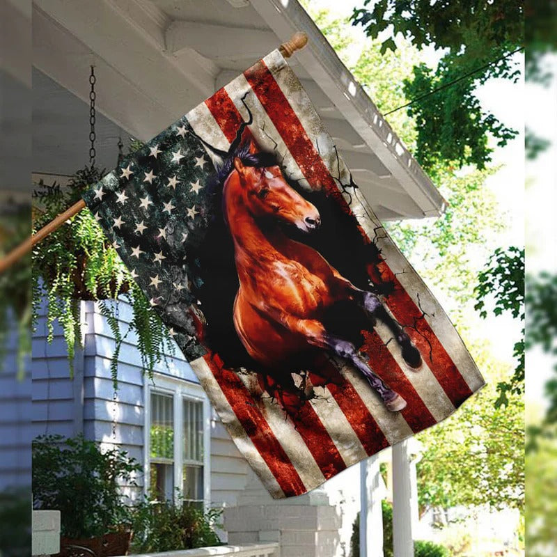 American Flag Horse Garden Flag, House Flag