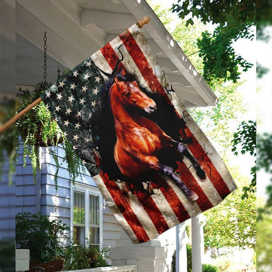 American Flag Horse Garden Flag, House Flag