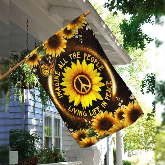 Hippie Sunflower Garden Flag, House Flag