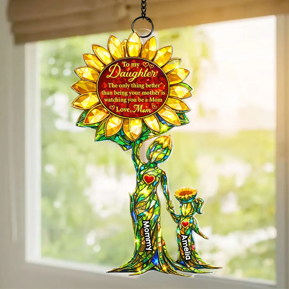 You Be a Mom Mother Daughter - Personalized Suncatcher - Hanging Decor - Heartfelt Mother's Day Gift for Daughter