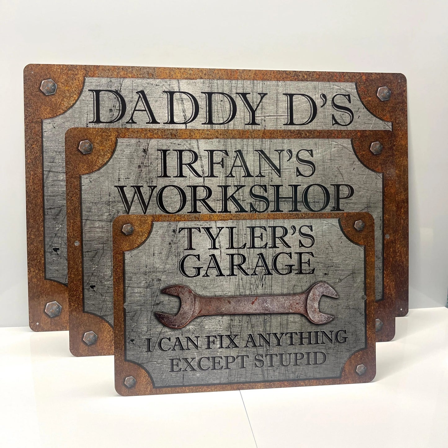 Customizable Rust & Steel Garage Sign - Personalized Metal Sign