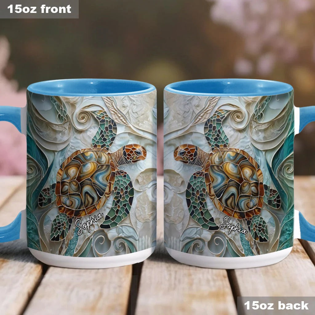 Love Turtles, Personalized Turtle Accent Mug