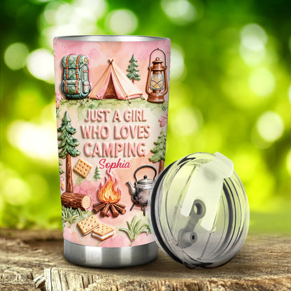 Just A Girl Who Loves Camping – Personalized Tumbler