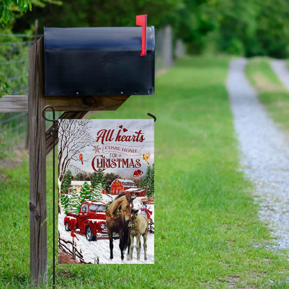 All Hearts Come Home For Christmas - Horse Garden Flag, House Flag
