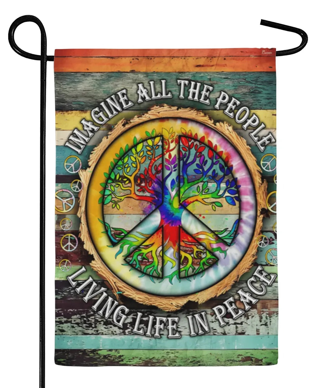 Hippie Imagine All The People Living Life In Peace House Garden Flag, House Flag