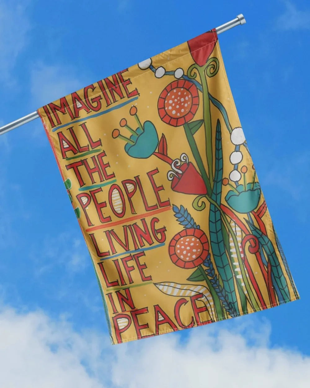 Imagine All The People Living Life In Peace Garden Flag, House Flag