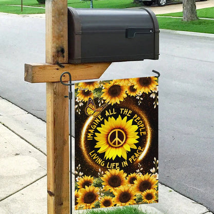 Hippie Sunflower Garden Flag, House Flag
