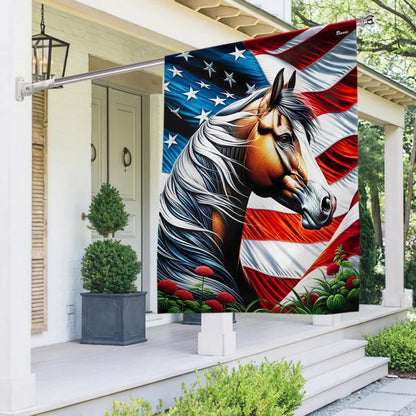 Patriot Horse American Garden Flag, House Flag