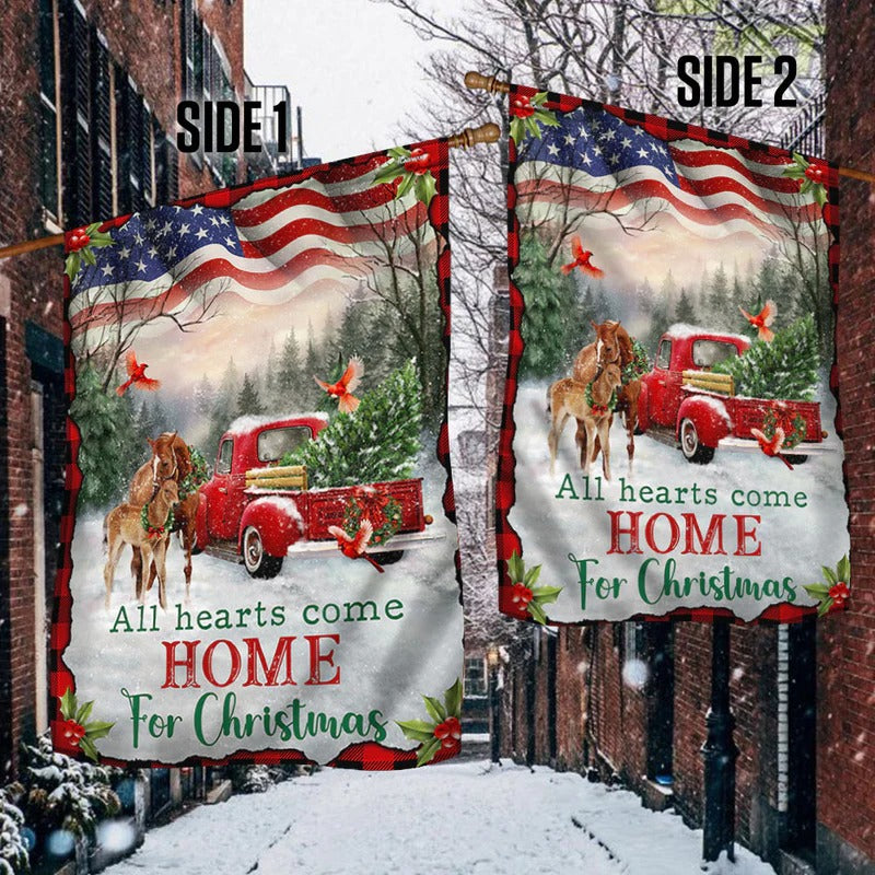 All Hearts Come Home For Christmas Garden Flag, House Flag