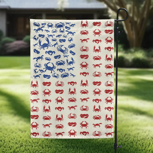 Patriotic Crab 4th Of July Garden Flag, House Flag