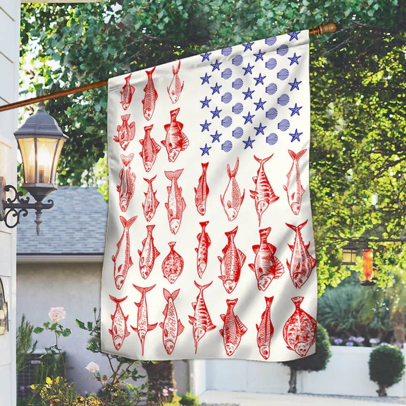 Fish & Sea Shells American Garden Flag, House Flag