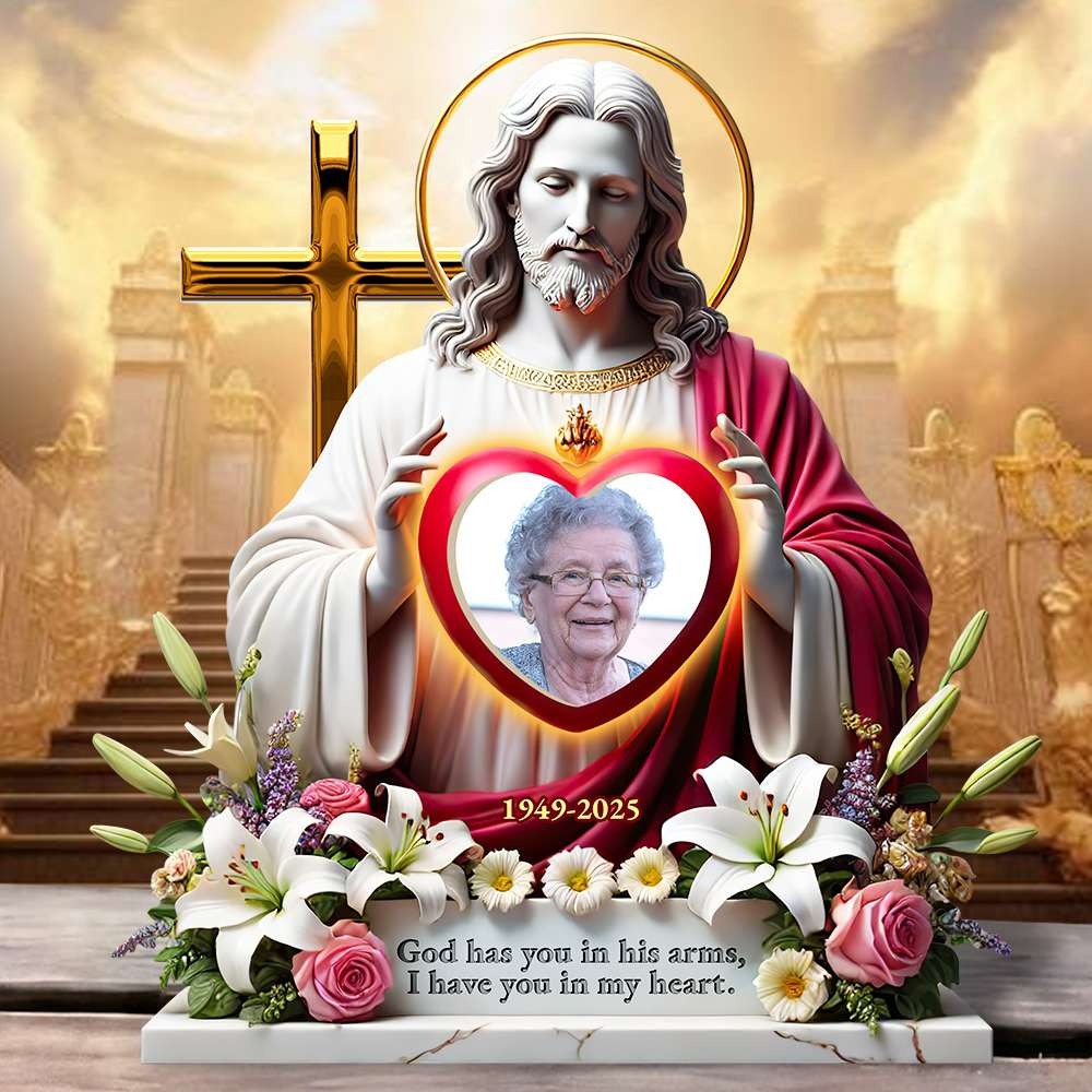 Custom Photo Gifts For Heaven - Personalized Acrylic Plaque In God's Arms