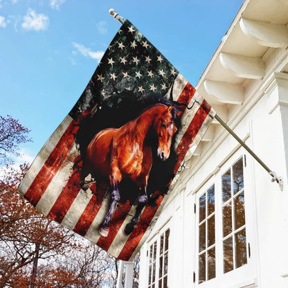 American Flag Horse Garden Flag, House Flag