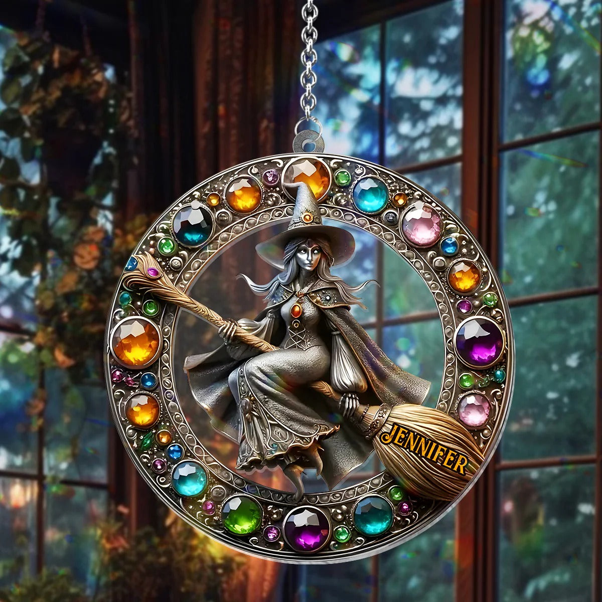 Beautiful Witch - Personalized Witch Window Hanging Suncatcher