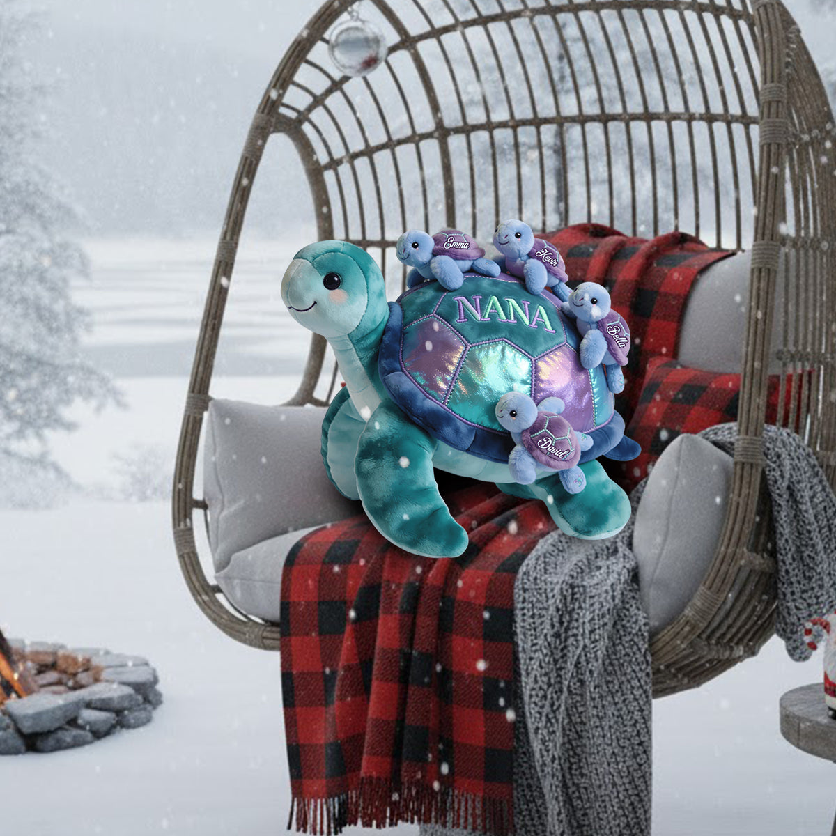 Turtle Gift For Mom Grandma - Personalized Grandma Faux Fur Shaped Pillow