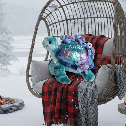 Turtle Gift For Mom Grandma - Personalized Grandma Faux Fur Shaped Pillow