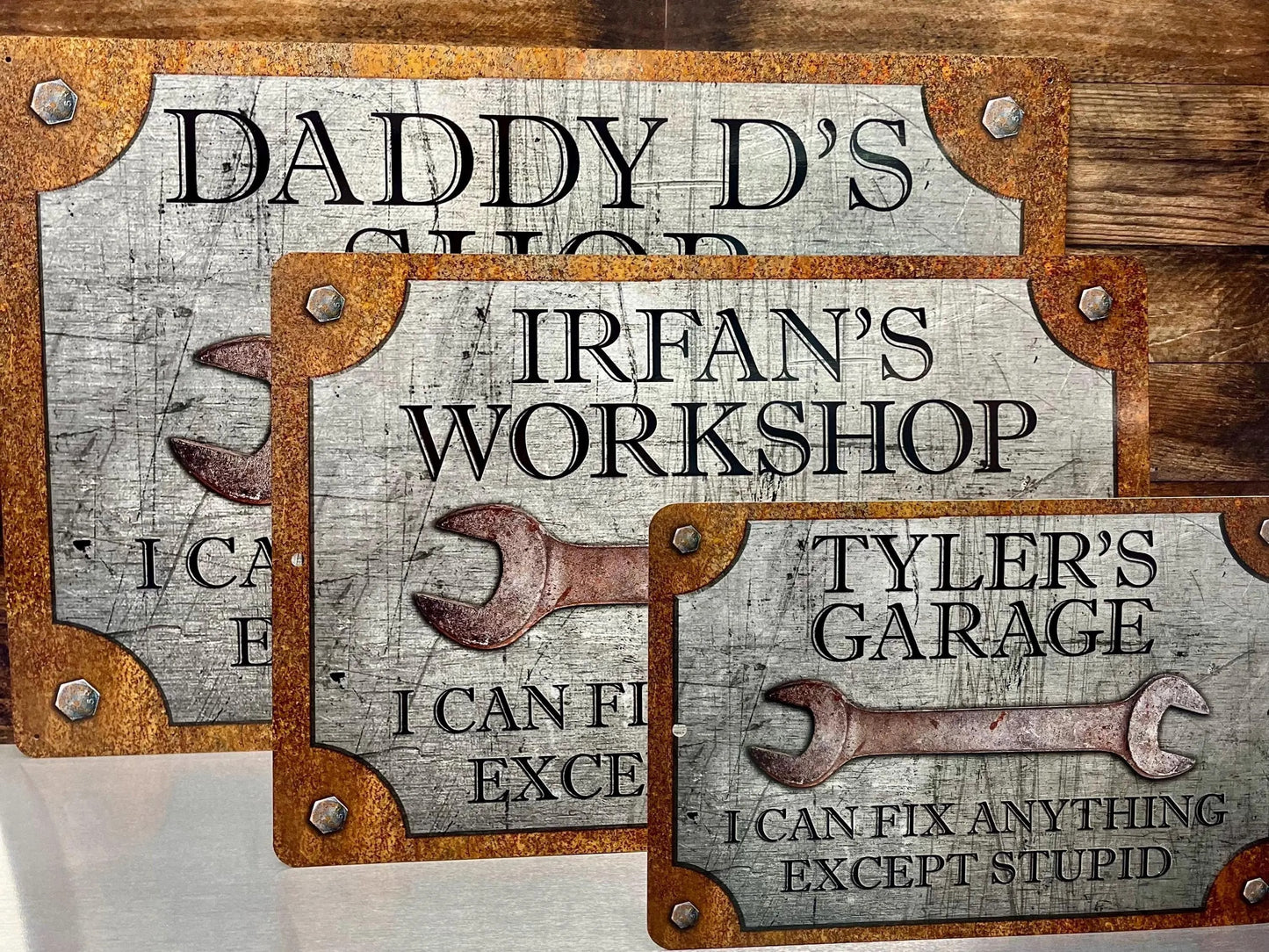 Customizable Rust & Steel Garage Sign - Personalized Metal Sign