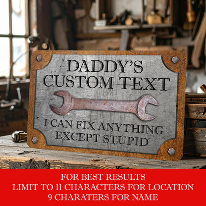 Customizable Rust & Steel Garage Sign - Personalized Metal Sign