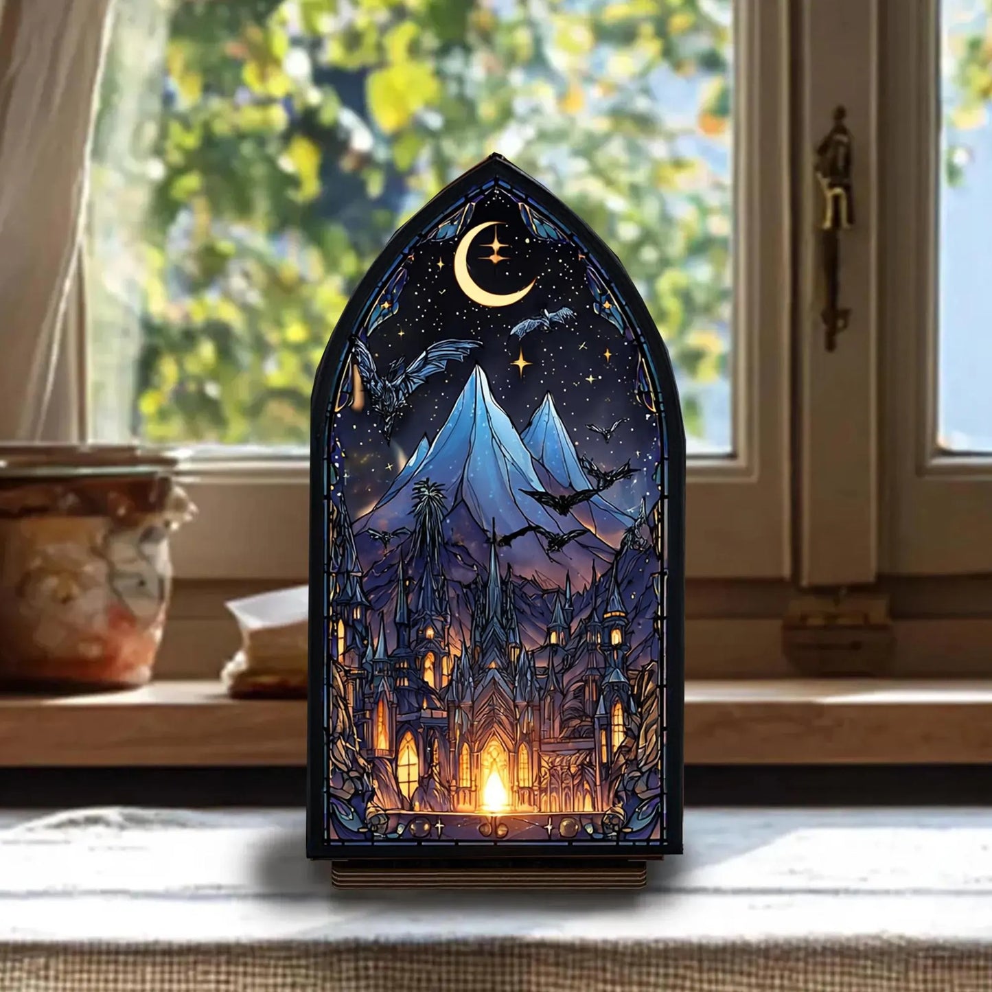 Celestial Night City Suncatcher Candle Holder