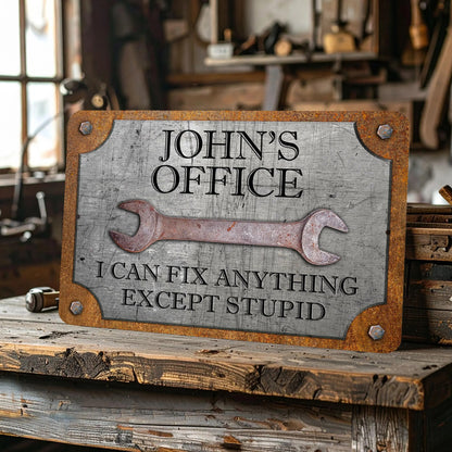 Customizable Rust & Steel Garage Sign - Personalized Metal Sign