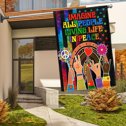 Hippie Peace Rainbow Garden Flag, House Flag