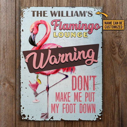 Personalized Flamingo Lounge Foot Down Customized Classic Metal Signs