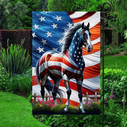 Horse Patriotic American Garden Flag, House Flag